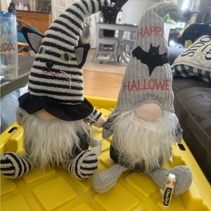 Striped Cat and Halloween Gnome Plush Set